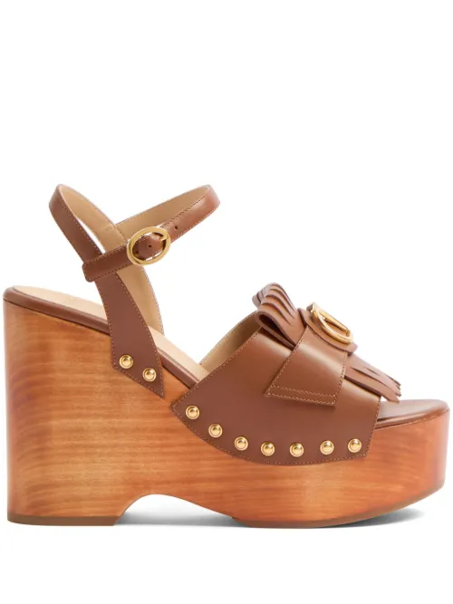 Mules frangées à détail VLogo 120 mm - Valentino Garavani - Modalova