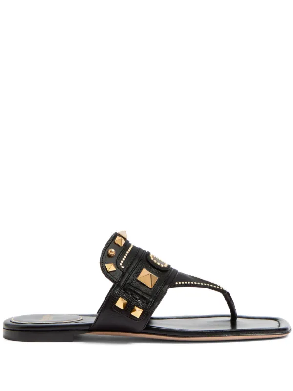 サンダル・ミュール Valentino Garavani Plaster Caster Sandals In Leather Plaster Caster studded leather slides in white - Valentino