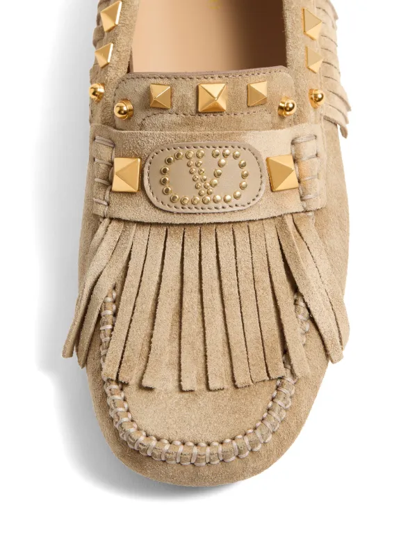 Valentino Garavani Plaster Caster Fringed Loafers | Neutrals