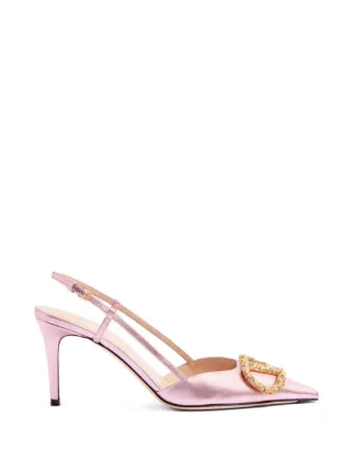 再値下げ最終価格VALENTINO GARAVANI フラットシューズ ピンク Valentino Garavani VLogo Signature Slingback Pump In Laminated