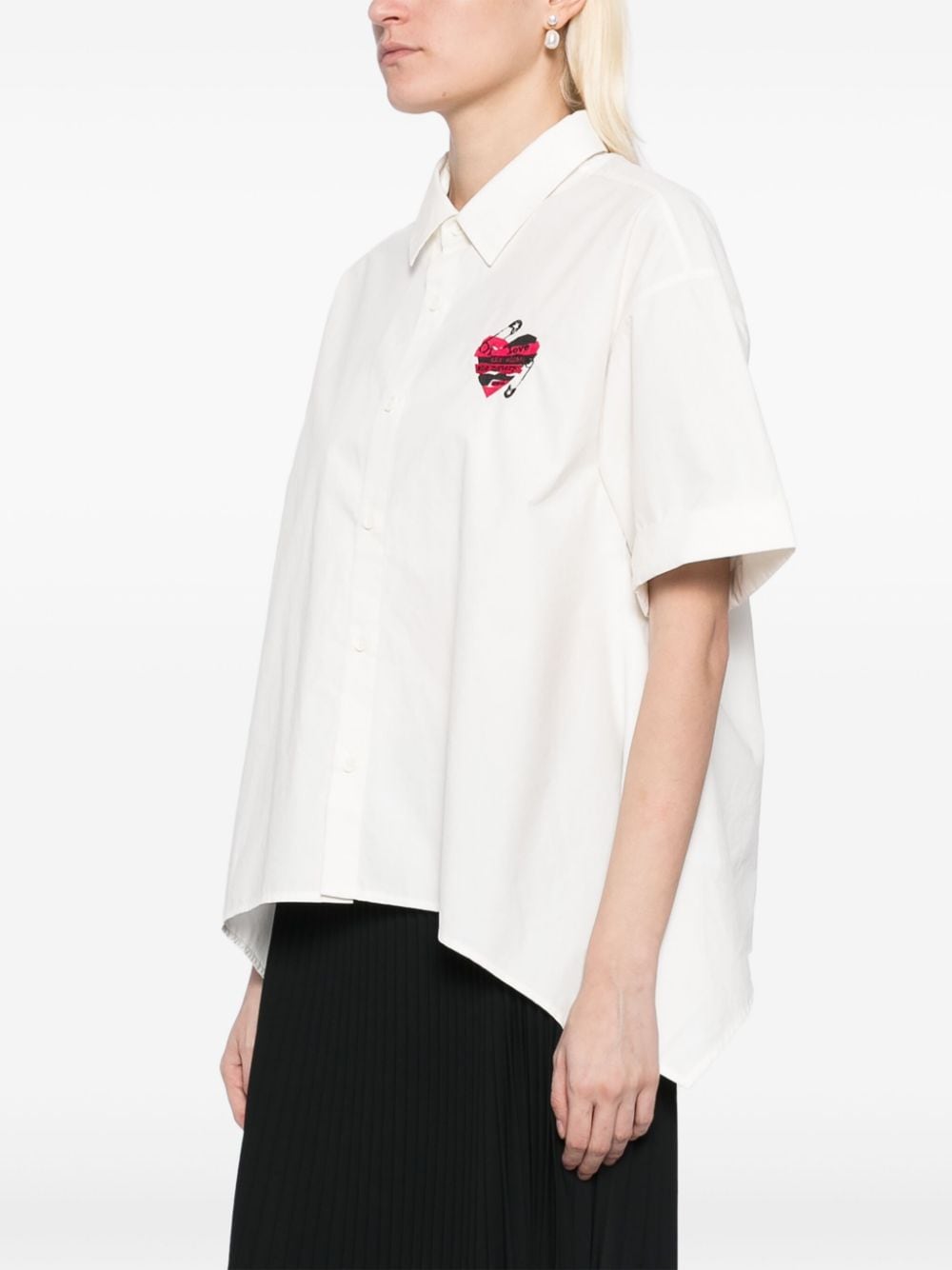 Shop Sport B. By Agnès B. Heart-embroidered Shirt In Neutrals