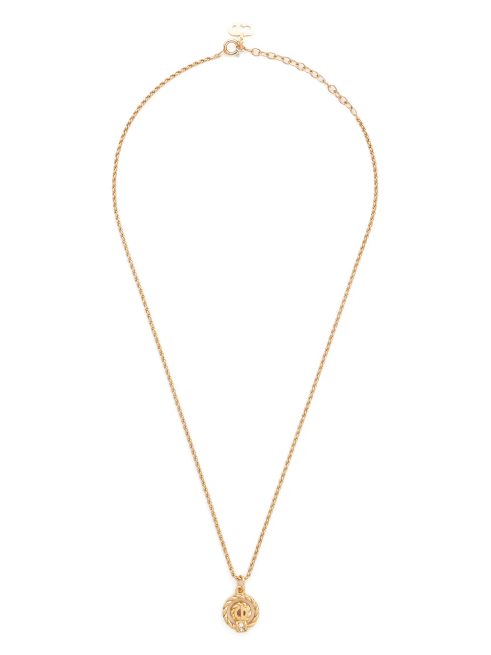Pre-owned Dior Cd Rhinestone Necklace In Gold