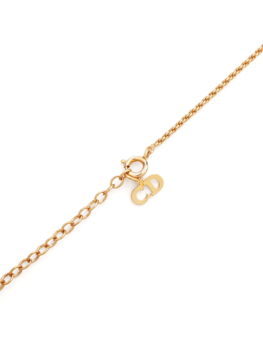 Pre-owned Dior Cd Rhinestone Necklace In Gold