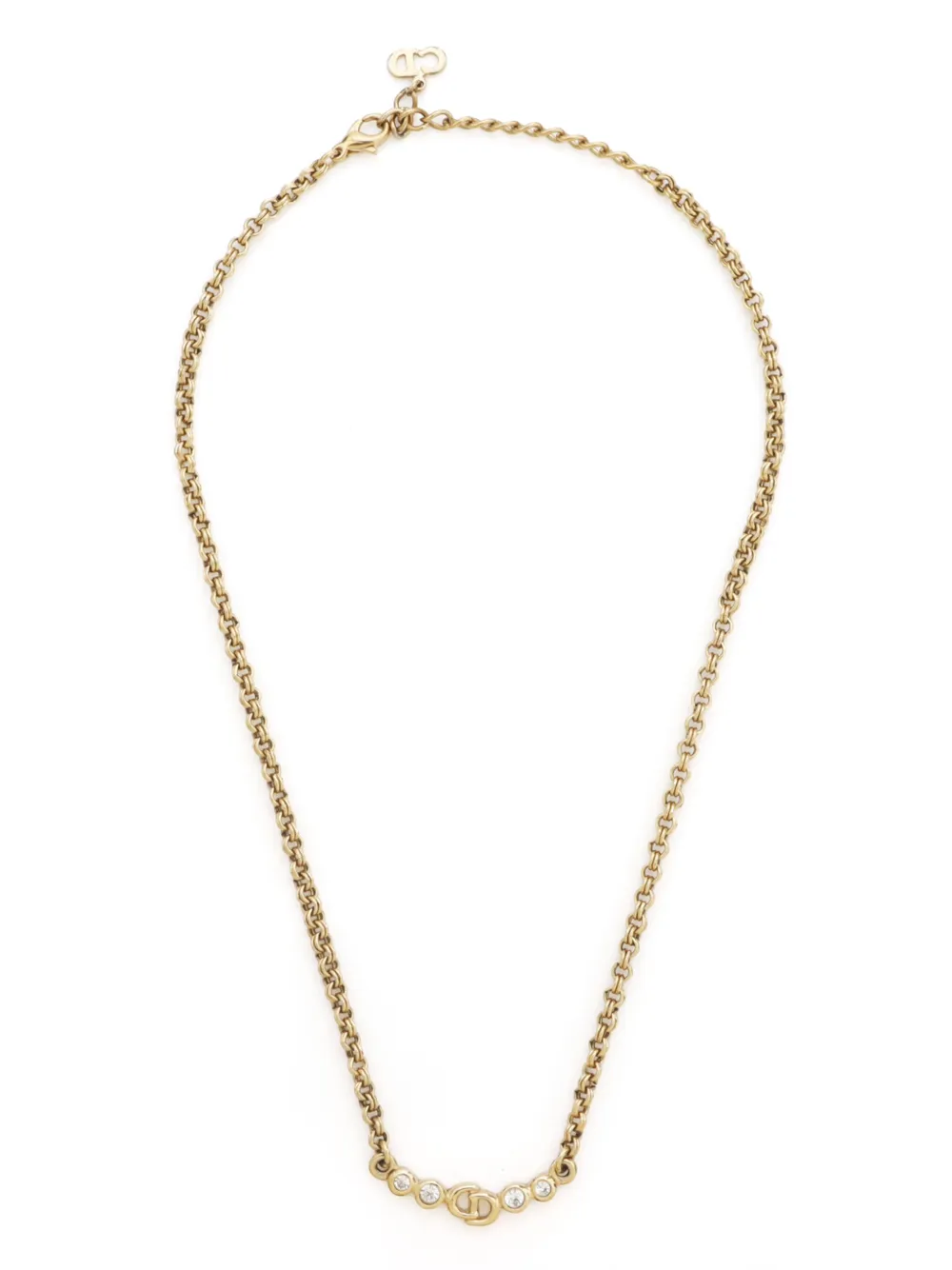 Christian Dior Pre-Owned قلادة بزينة حجر الراين وشعار CD | ذهبي | Image 1
