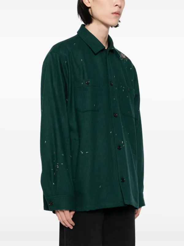 Undercover Cross Embroidery long-sleeves Shirt | Green
