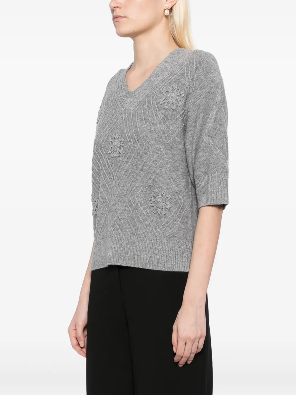Shop Agnès B. Short-sleeved Knitted Top In Grey