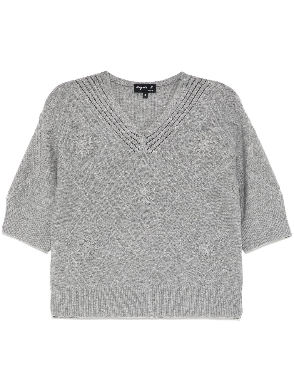 agnès b. short-sleeved knitted top - Grey