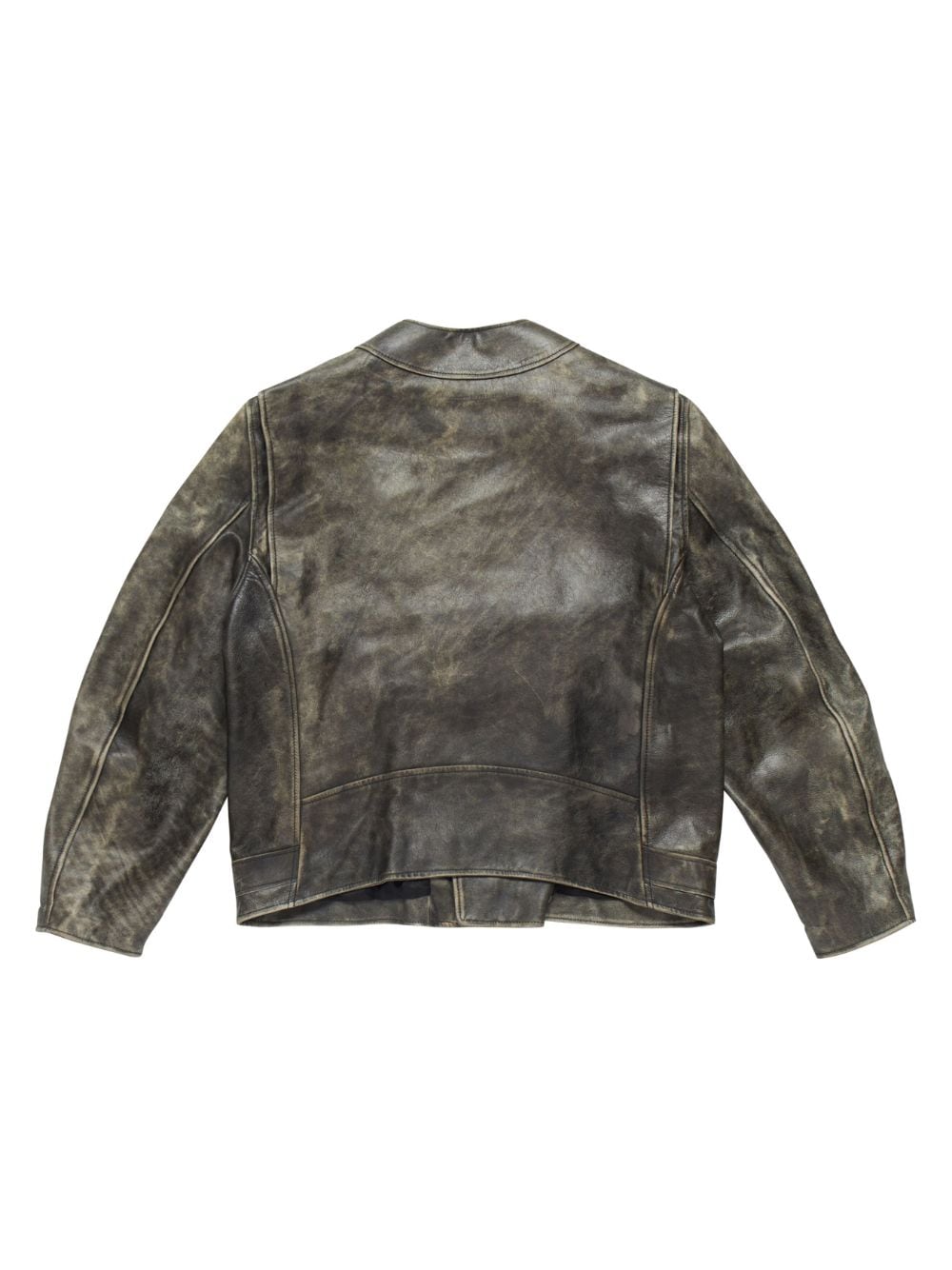 Shop Mm6 Maison Margiela Leather "brown" Biker Jacket In Green