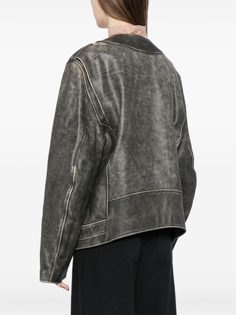 MM6 Maison Margiela leather "Brown" biker jacket Women