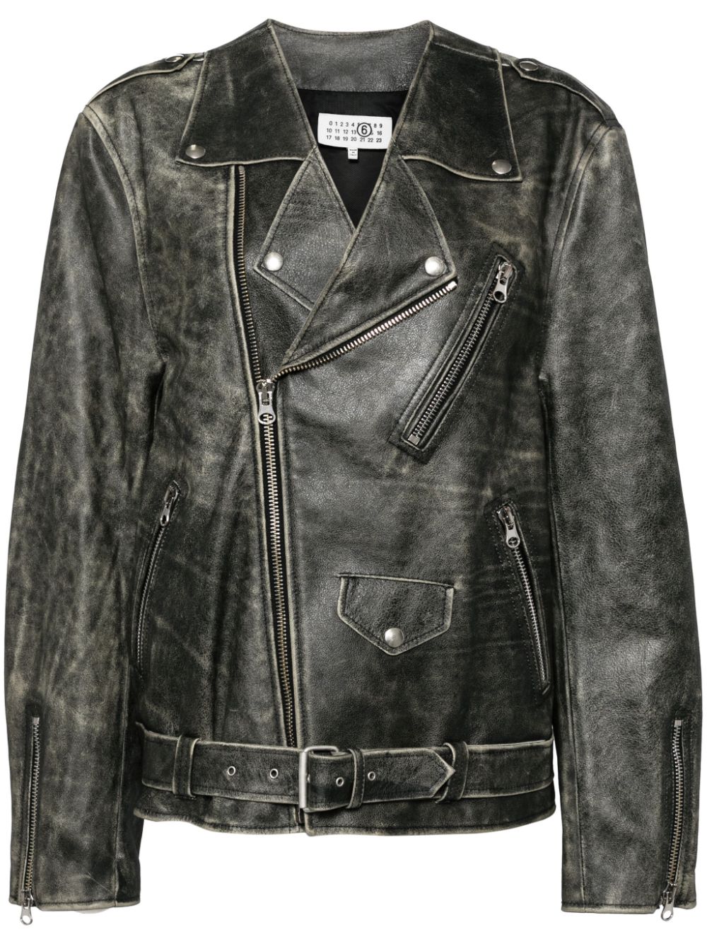 MM6 Maison Margiela Leren "Brown" bikerjack Groen