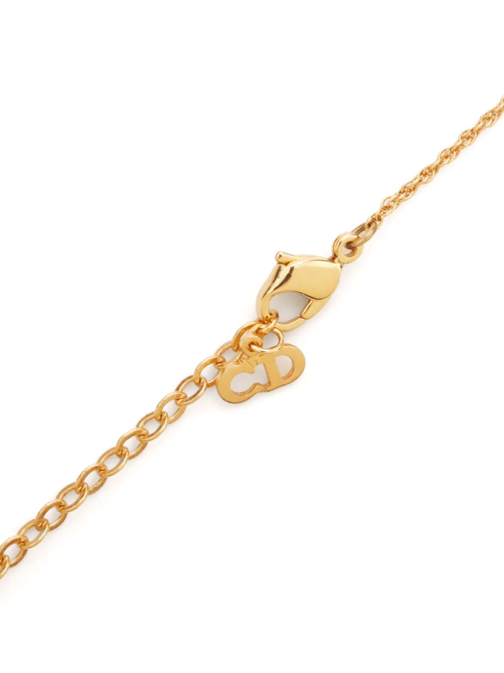 Pre-owned Dior Rhinestone-embellished Necklace In Gold