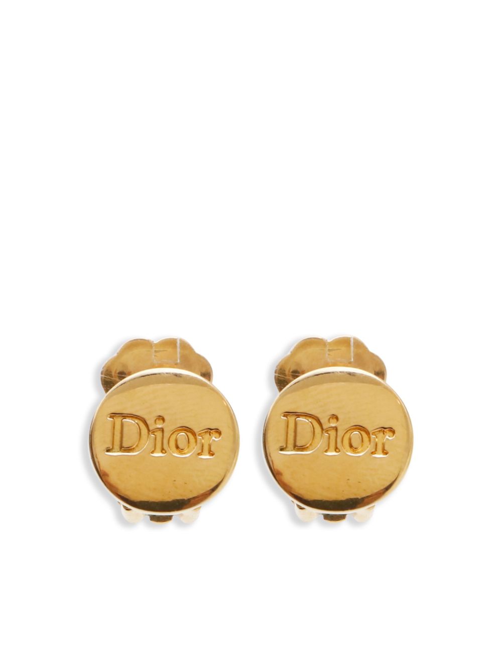 logo-engraved clip-on earrings