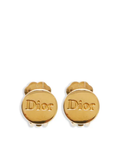 Christian Dior Pre-Owned logo-engraved clip-on earrings