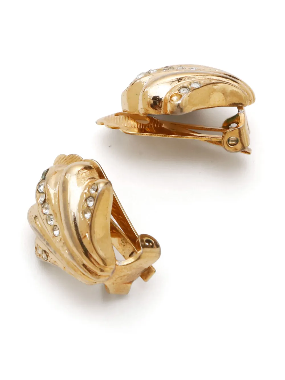 Pre-owned Dior Seashell-motif Clip-on Earrings In Gold