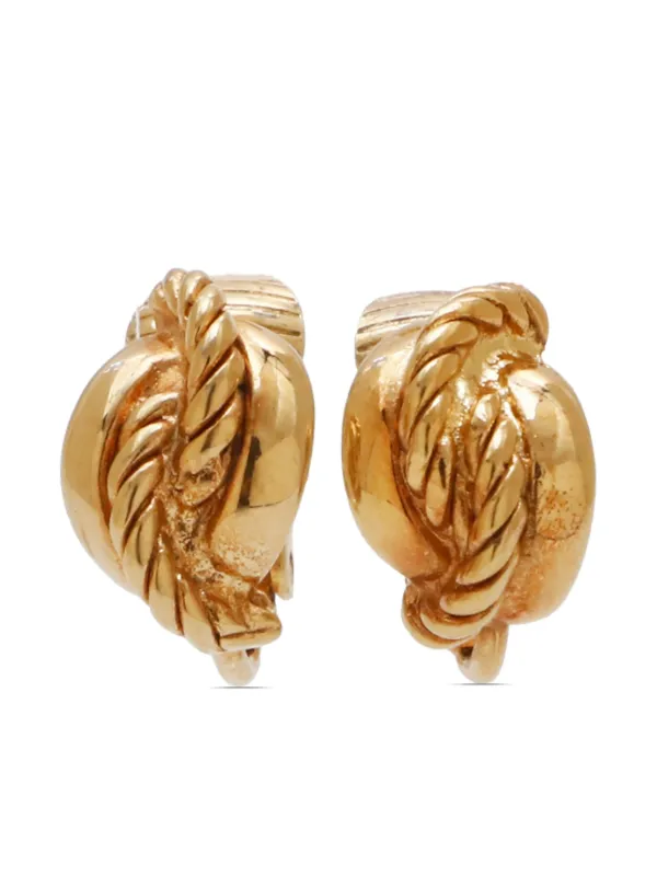Christian Dior Pre-Owned twist-detail clip-on Earrings Gold Farfetch