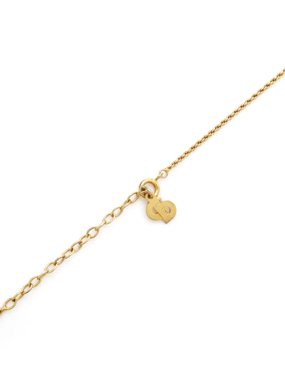 Pre-owned Dior Logo Pendant Necklace In Gold