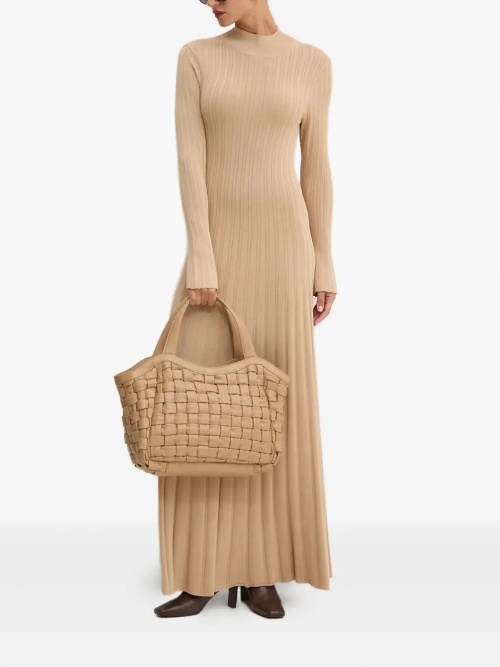 IVY OAK ribbed high-neck maxi dress - Beige