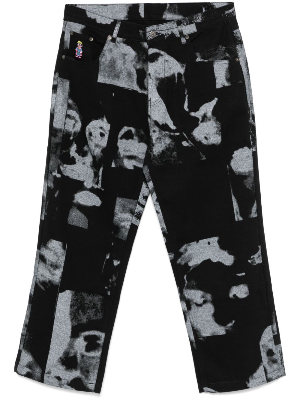 abstract-print trousers