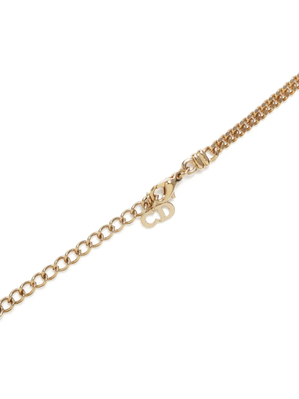 Pre-owned Dior Faux-pearl Pendant Necklace In Gold