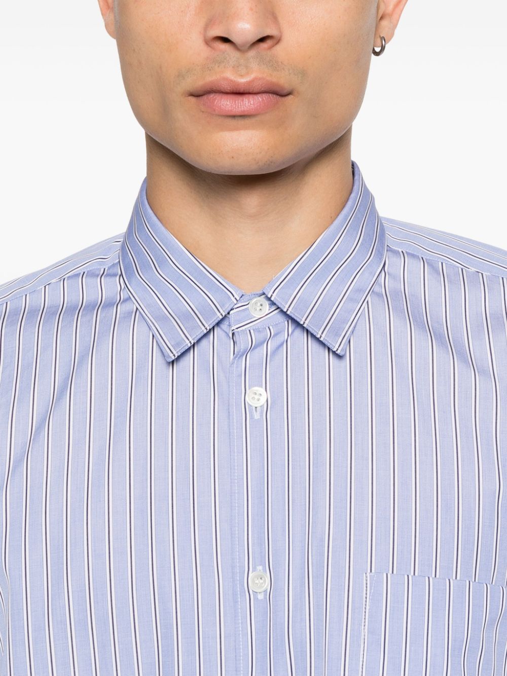 Shop Comme Des Garçons Shirt Striped Shirt In Blue