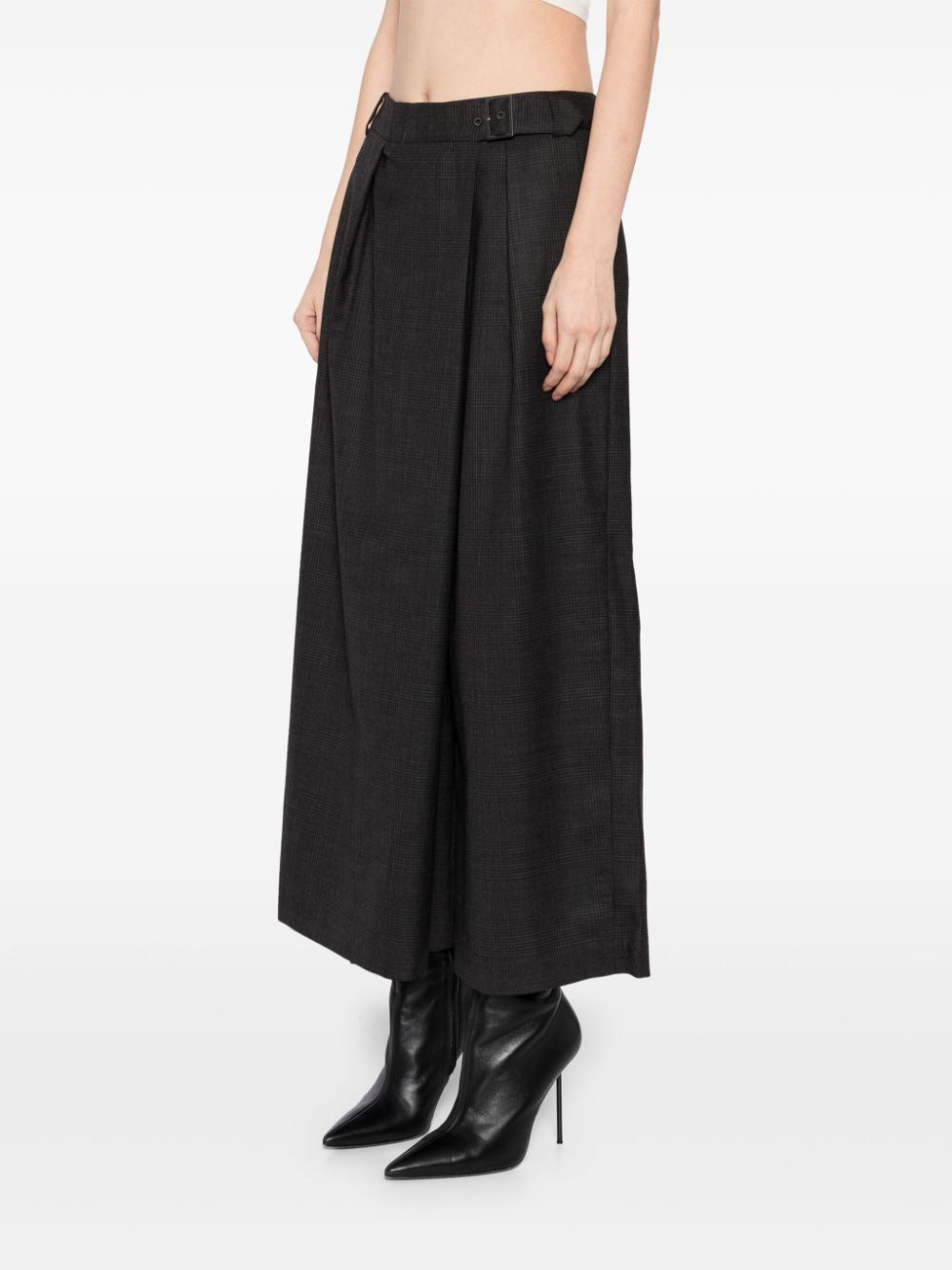 Shop Tibi Check Wrap Culotte In Grey