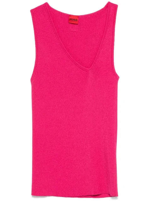 HUGO sleeveless asymmetric V-neck knitted top
