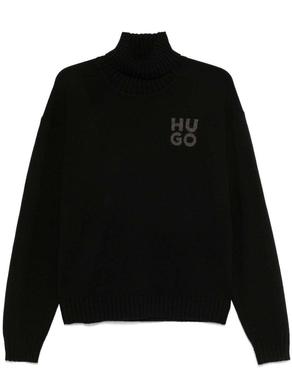 Shop Hugo Logo-intarsia Sweater In Black