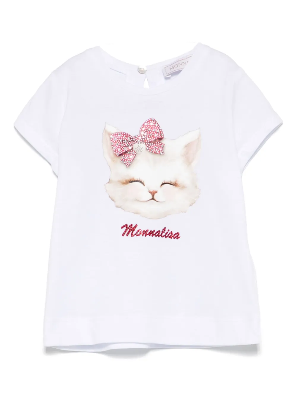 Monnalisa T-shirt met kattenprint Wit