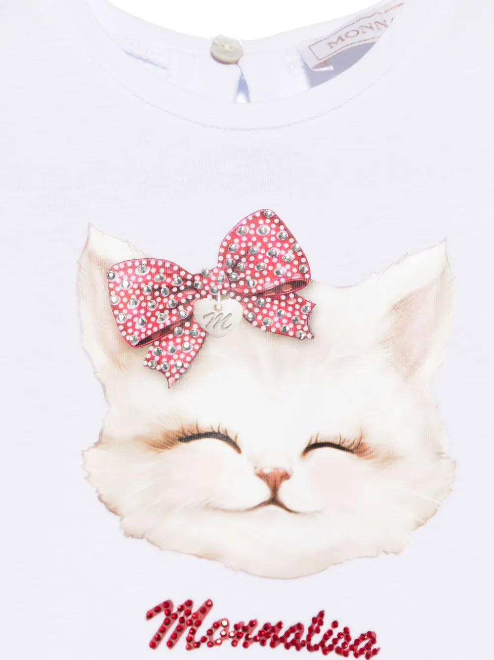 Monnalisa T-shirt met kattenprint Wit