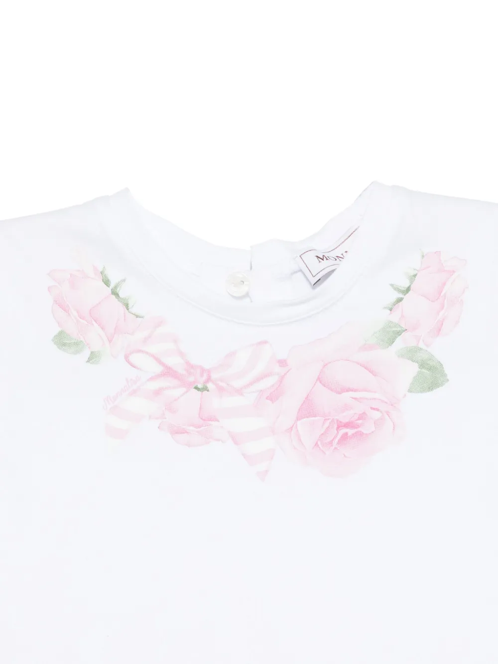 Monnalisa T-shirt met roosprint Wit