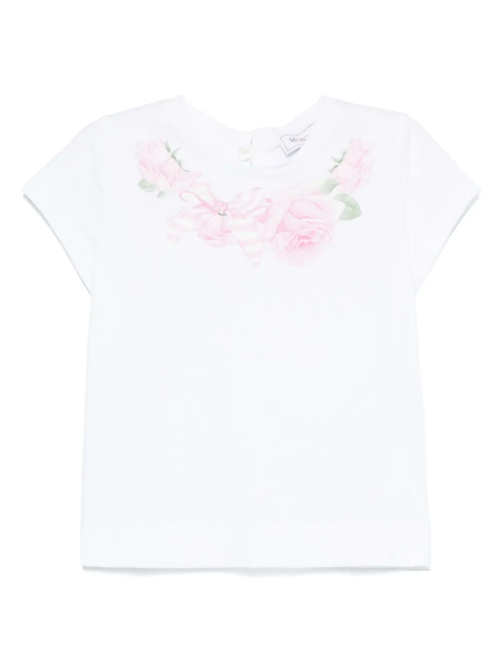 Monnalisa T-shirt met roosprint Wit