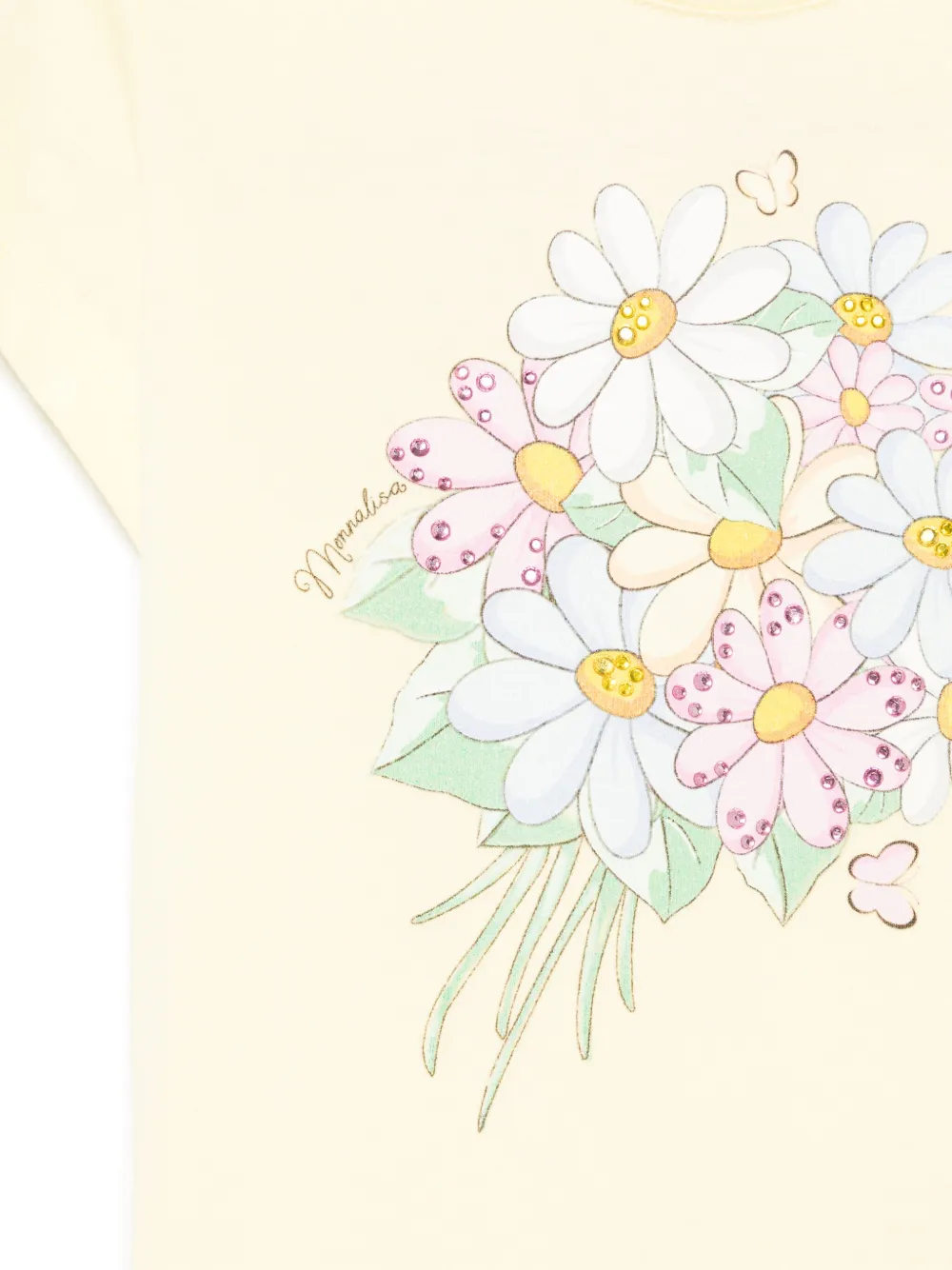 Monnalisa T-shirt met bloemenprint Geel