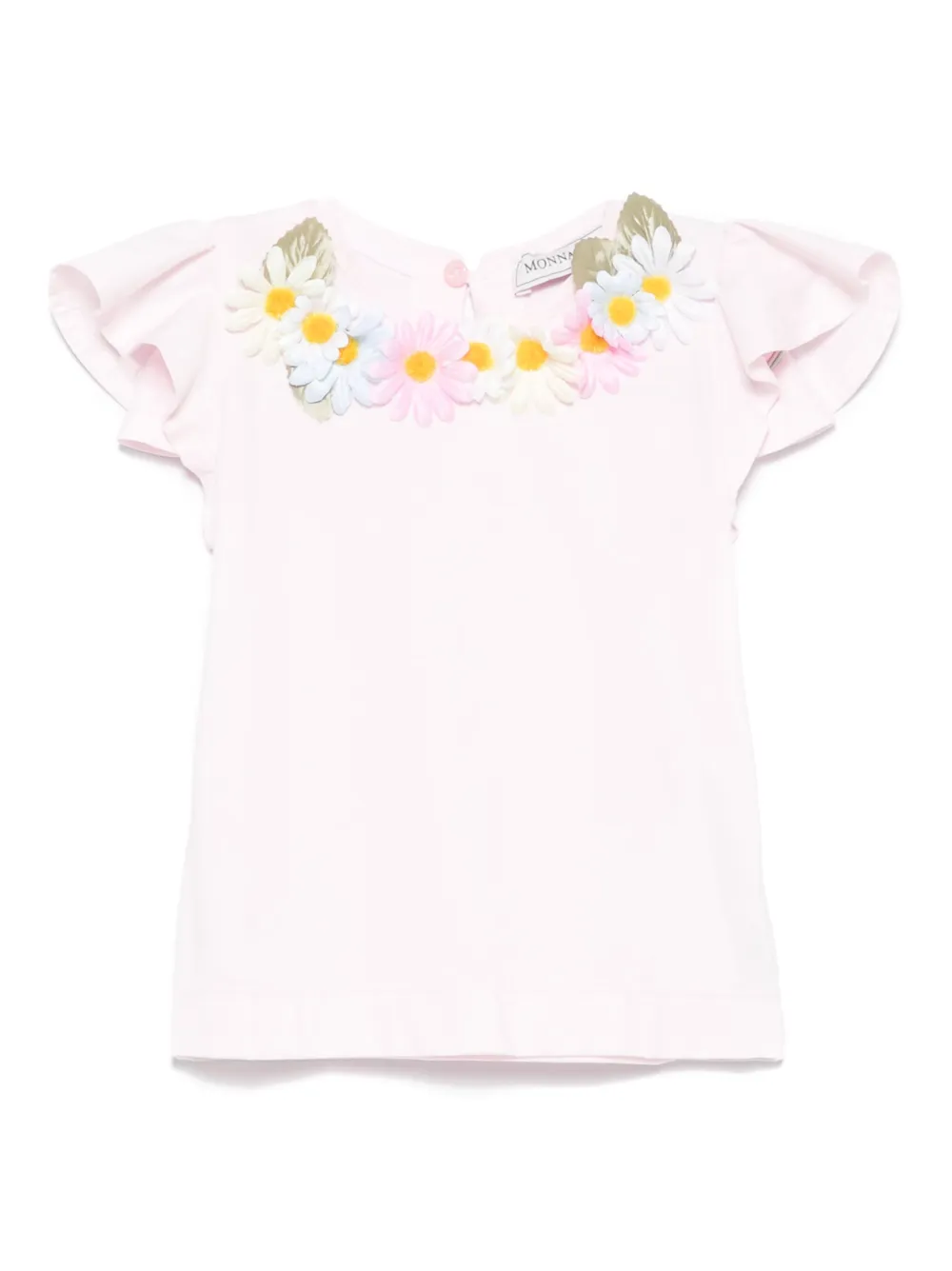 Monnalisa T-shirt met bloe patch Roze