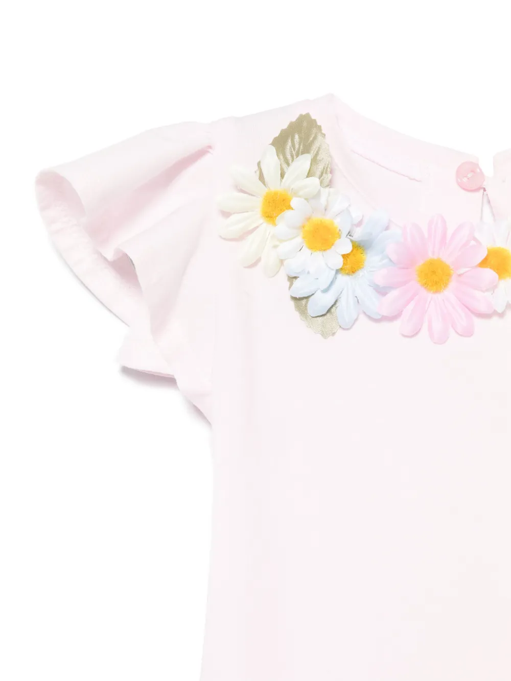 Monnalisa T-shirt met bloemenpatch Roze