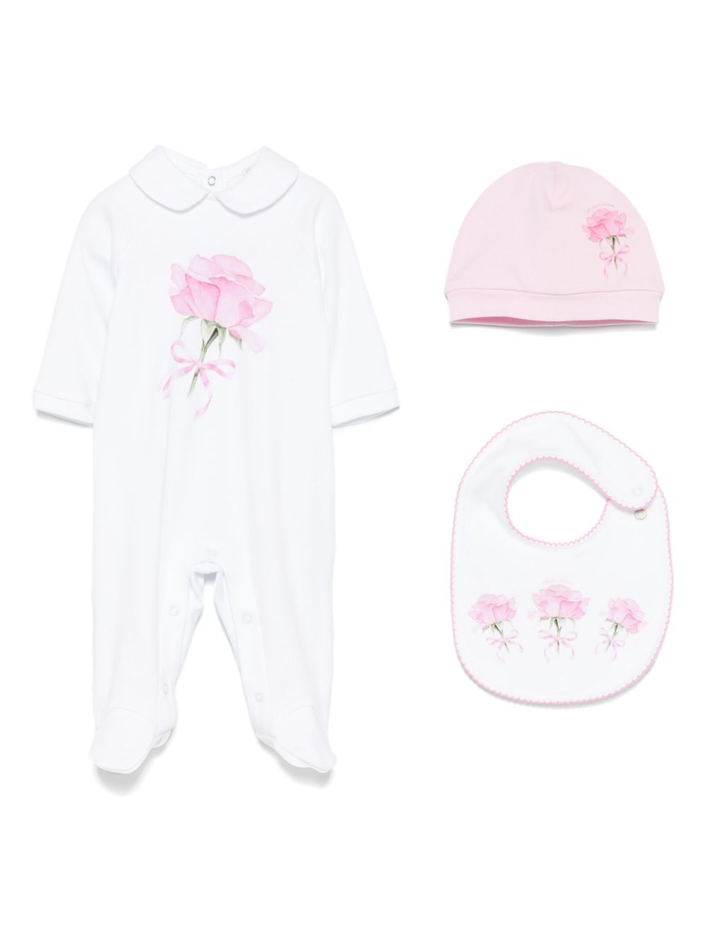 Monnalisa rose-print babygrow set - White