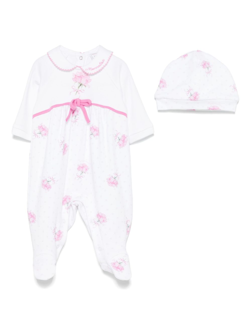 Monnalisa rose-print babygrow set - White