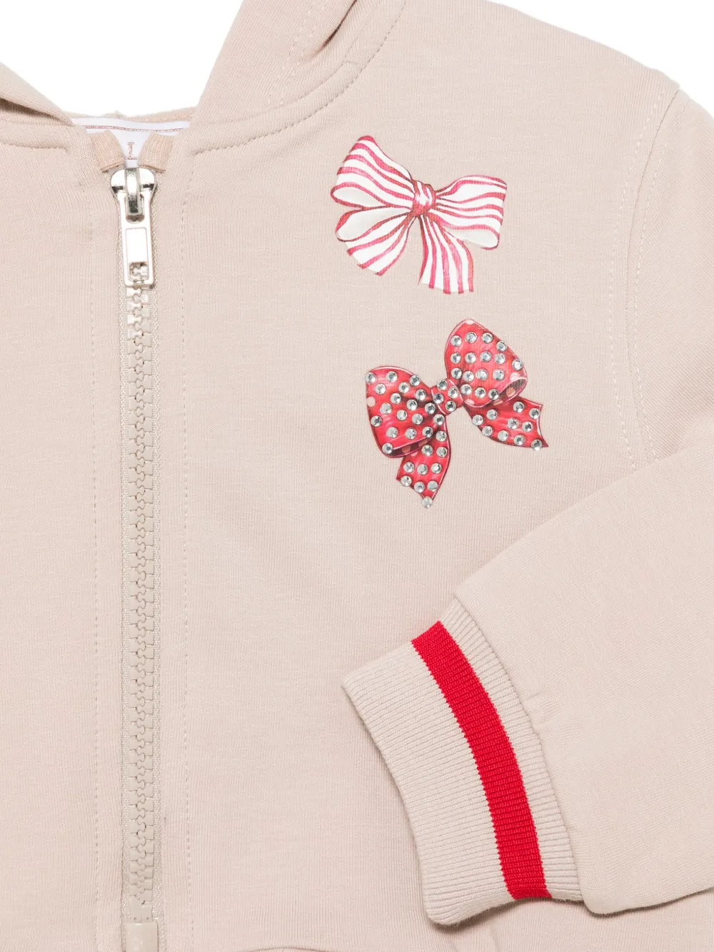 Monnalisa Hoodie met strikprint Beige