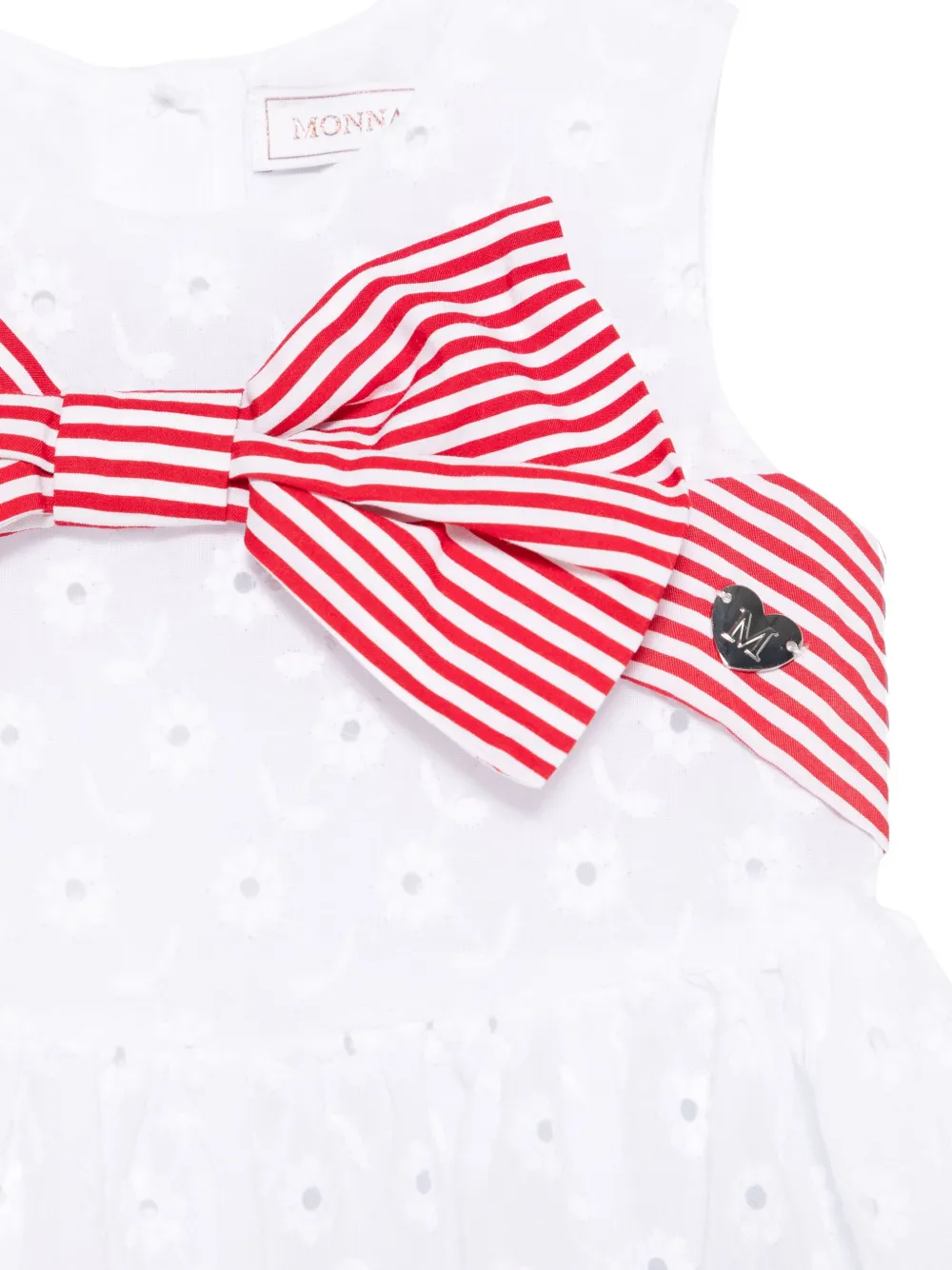 Monnalisa Jurk met geborduurde bloemen Wit