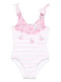 Monnalisa rose-print swimsuit - Pink