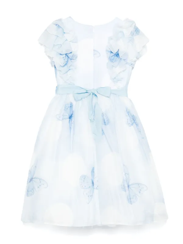 blue butterfly print dress Unique Vintage Plus Size Blue Butterfly Eyelet Swing Dress
