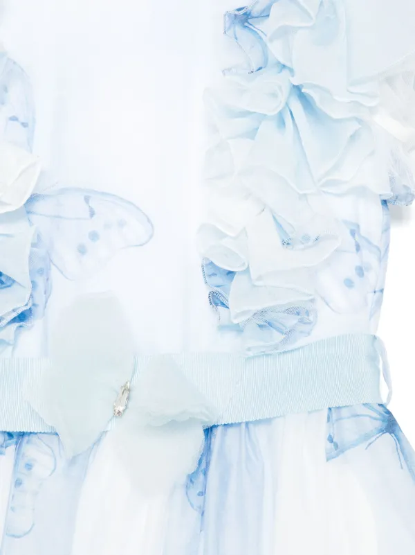 Monnalisa butterfly-print Dress | Blue | FARFETCH