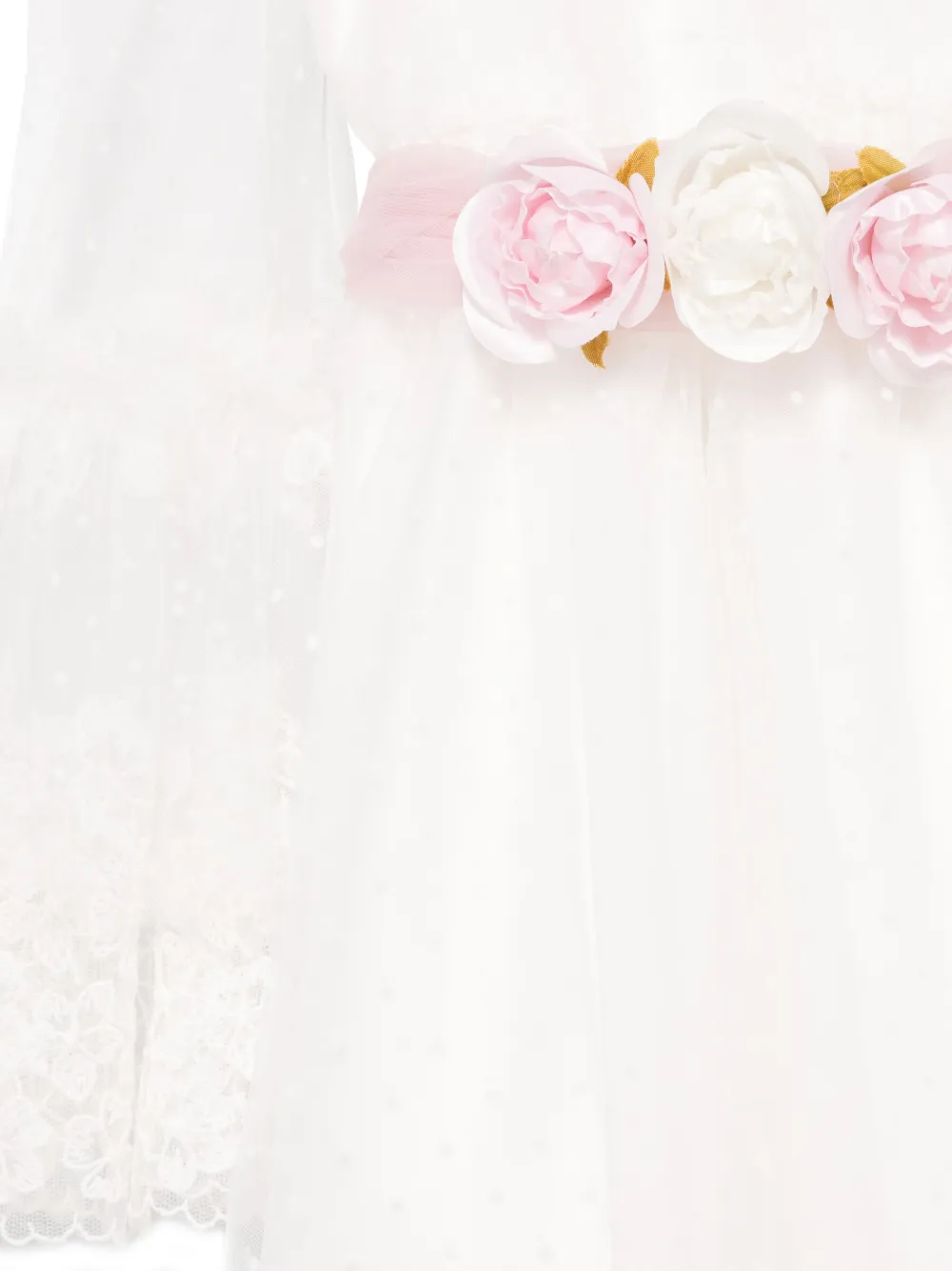 Monnalisa Jurk met geborduurde bloemen Wit