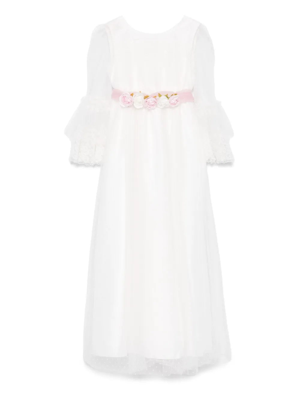 Monnalisa robe à fleurs brodées | blanc | Image 1