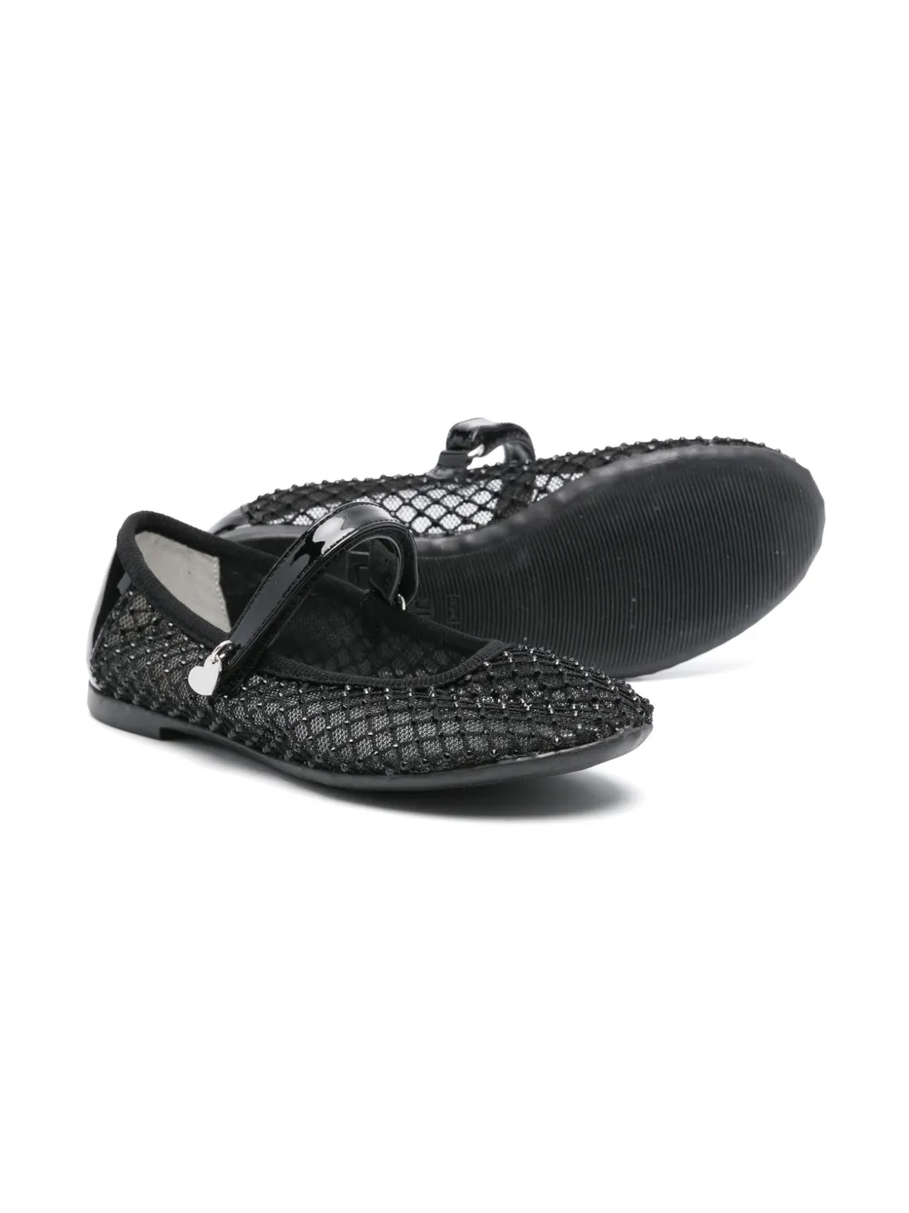 Monnalisa crystal-embellished ballet flats Black