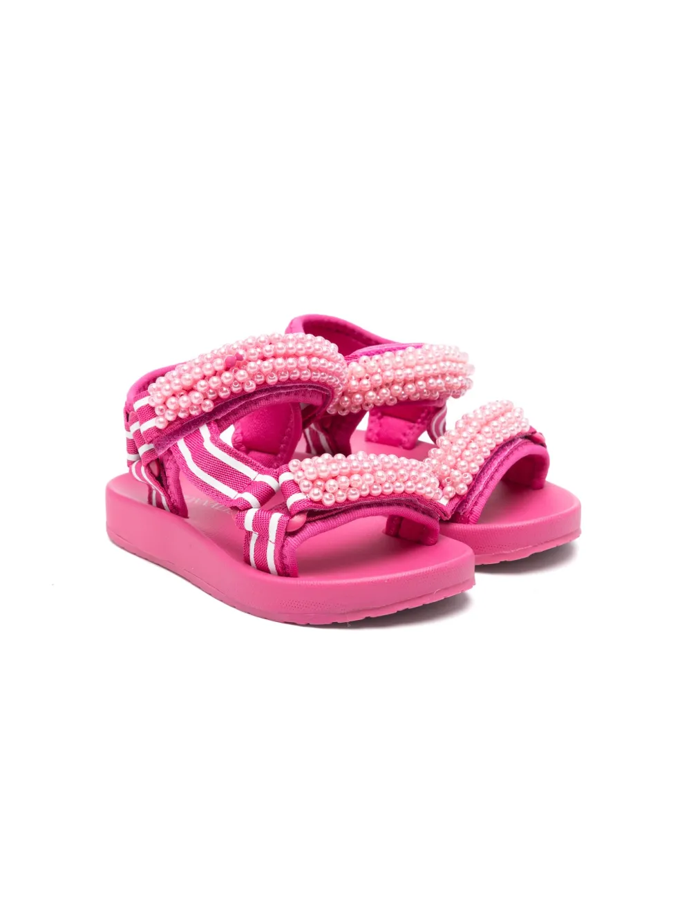 Monnalisa faux-pearl embellished sandals Pink