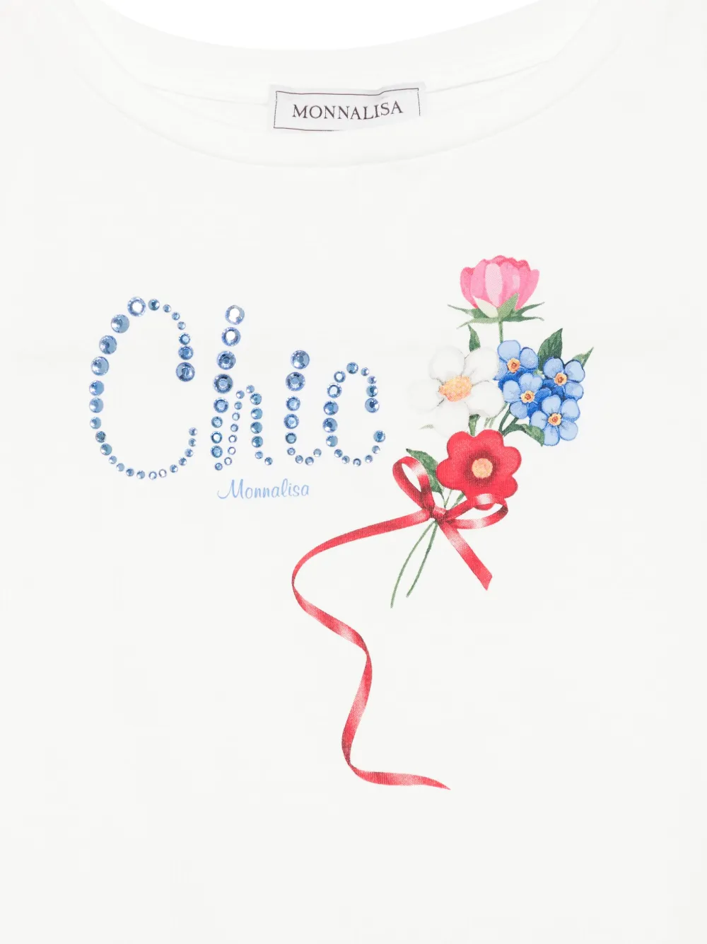 Monnalisa T-shirt met bloemenprint Wit