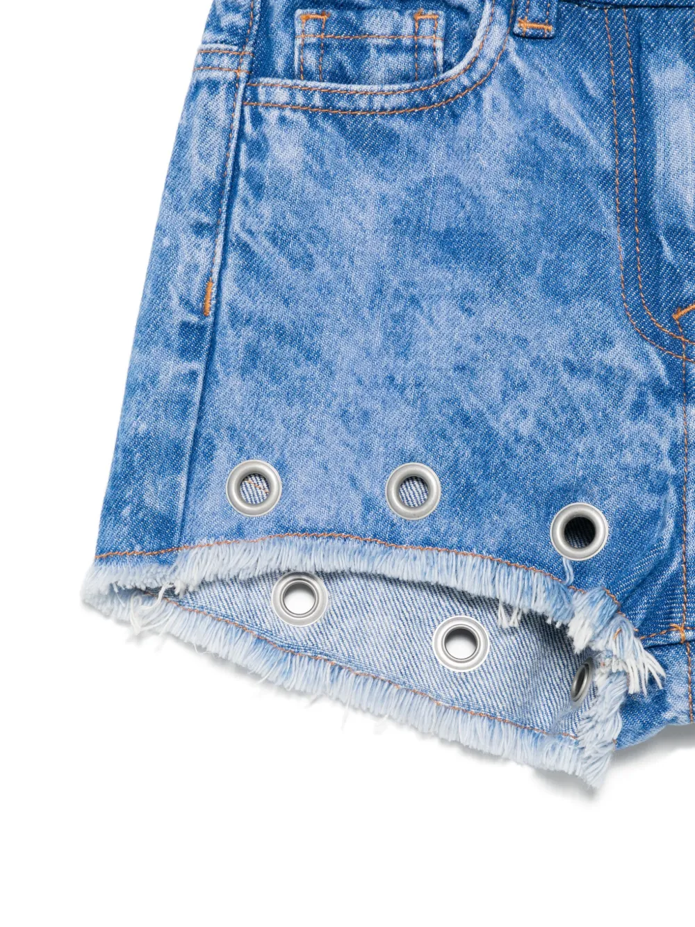 Shop Monnalisa Eyelet-embellished Denim Shorts In Blue
