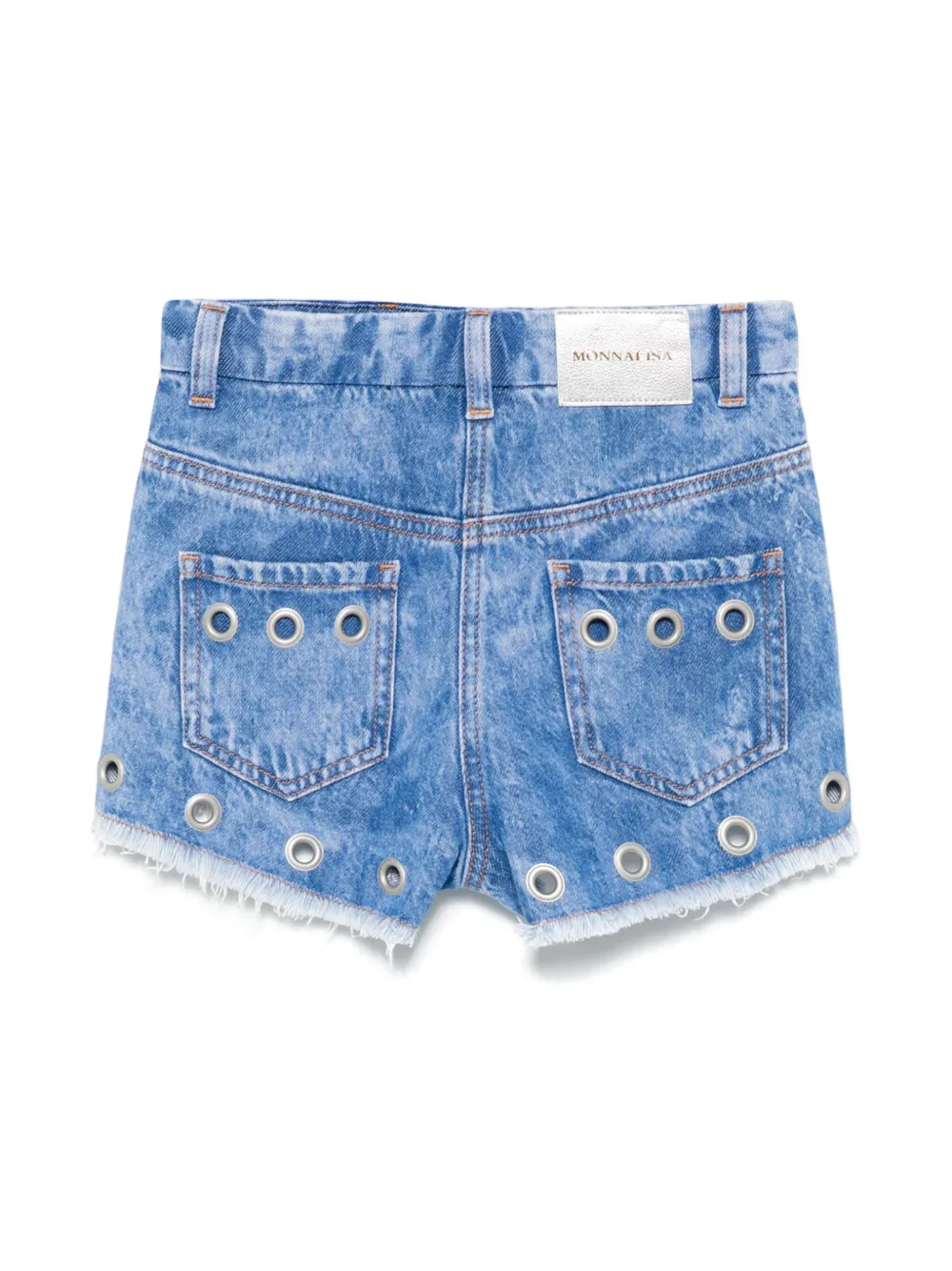 Monnalisa Spijkershorts verfraaid met ringlets - Blauw