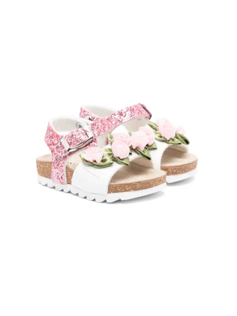 Monnalisa sandalias con apliques de flor