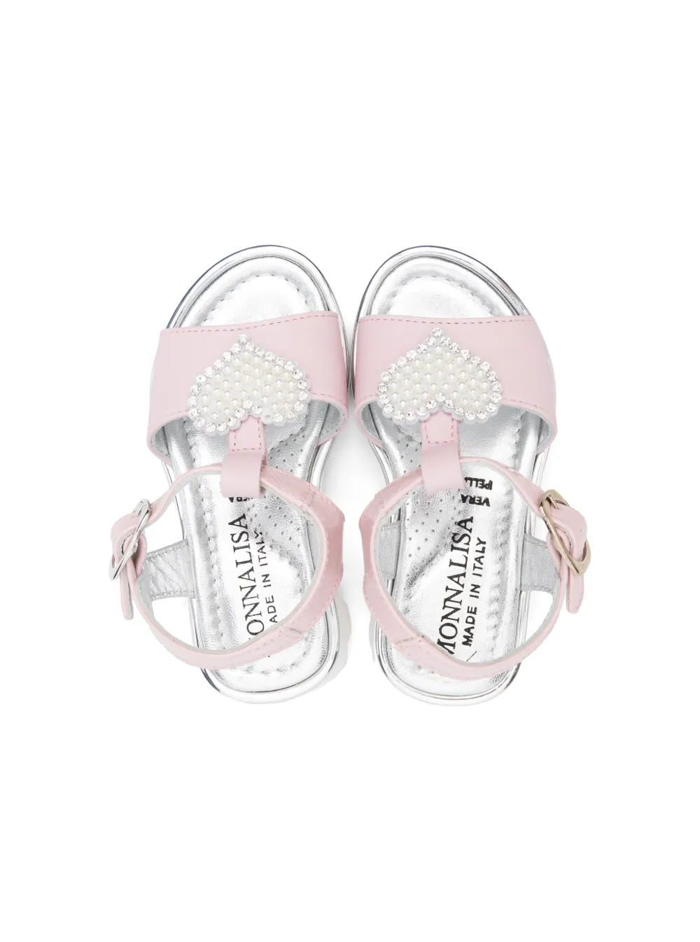 Monnalisa heart-appliqué sandals Pink